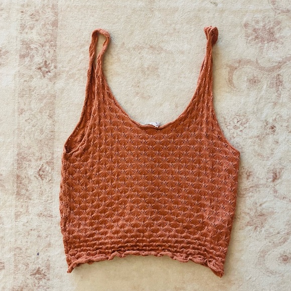 Hem & Thread Rust Crochet Button-Front Tank - Picture 3 of 3
